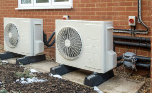 Heat pumps installation on a modern house